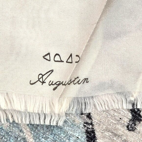 Vintage Hand-Painted Pure Silk Neck Scarf Abstract Fish Design Signed JJ3787 - Picture 8 of 8